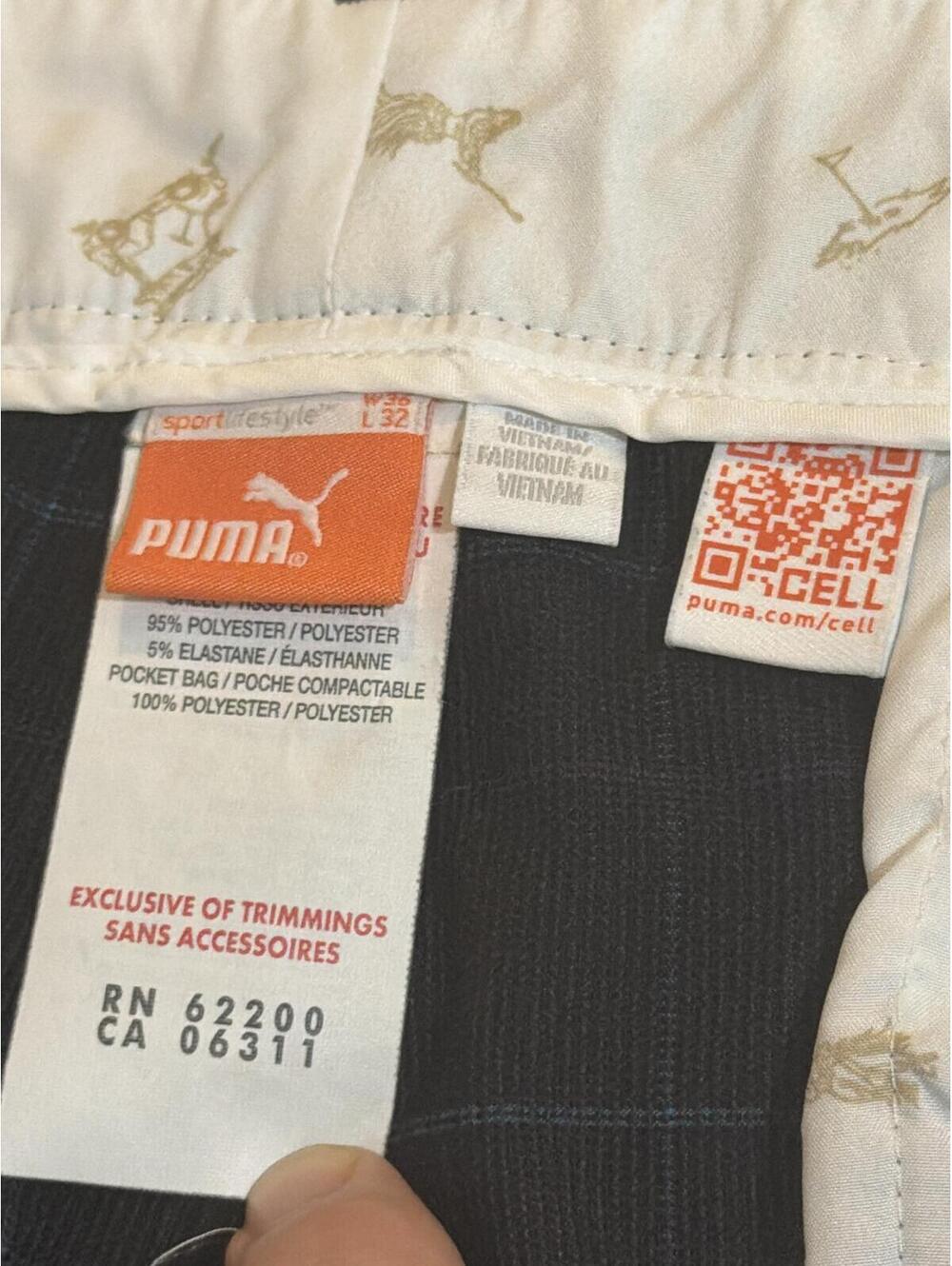PUMA Plaid Golf Pants Trousers Black Gray Blue Check Men’s 36x32 - Picture 4 of 7